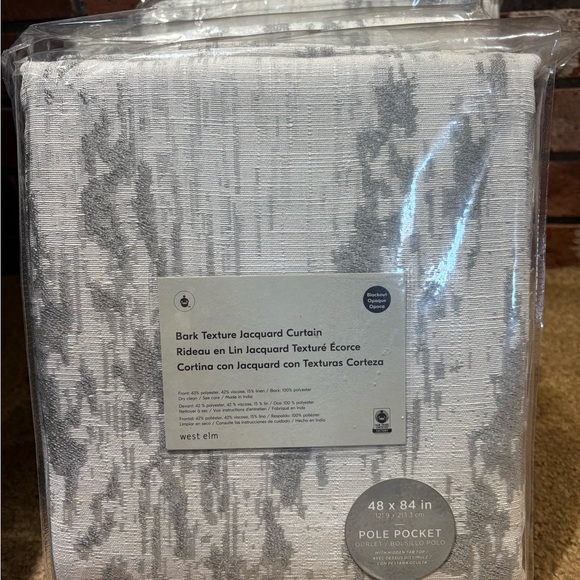 West Elm Other - NWT West Elm bark texture jacquard curtain panel grey silver 48x84